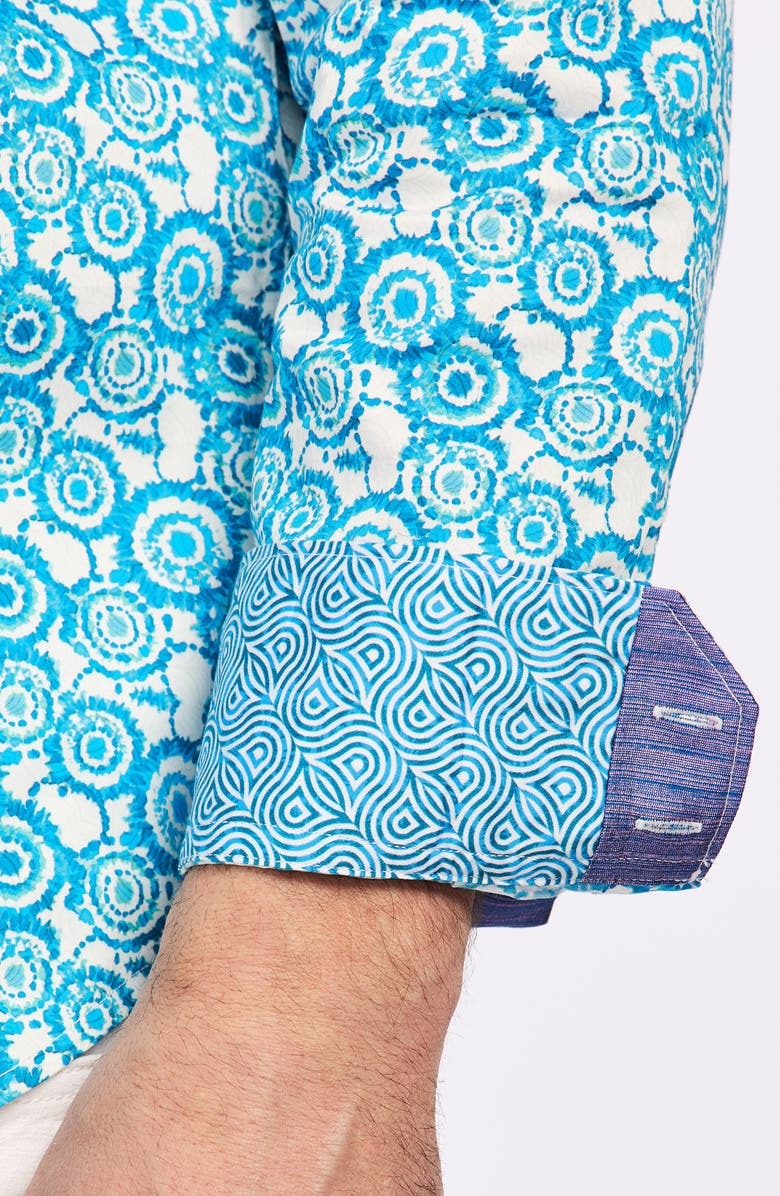 Robert Graham Cantley Cotton Button-Up Shirt, Alternate, color, Teal