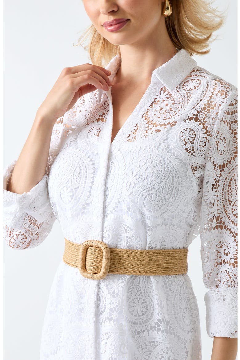 Grace Long Sleeve Lace Shirtdress, Alternate, color, WHITE