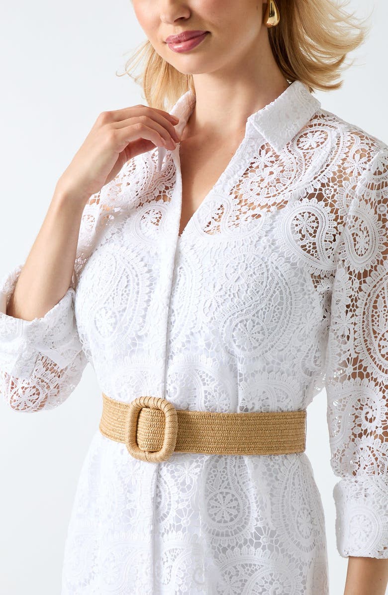 Marciano Grace Long Sleeve Lace Shirtdress, Alternate, color, White