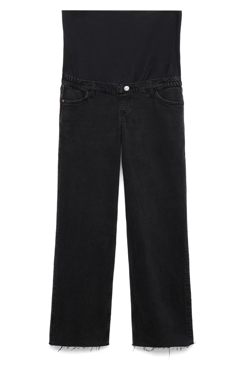 Over the Bump Raw Hem Wide Leg Maternity Jeans, Alternate, color, BLACK DENIM