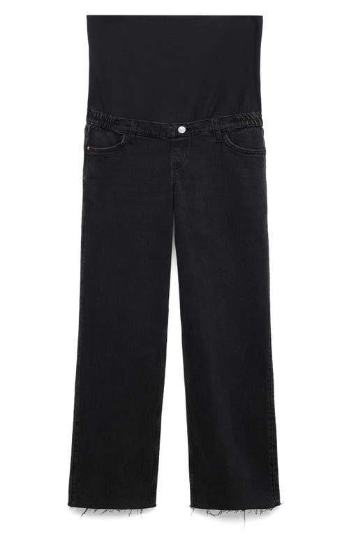 Mango Over The Bump Raw Hem Straight Leg Maternity Jeans In Black