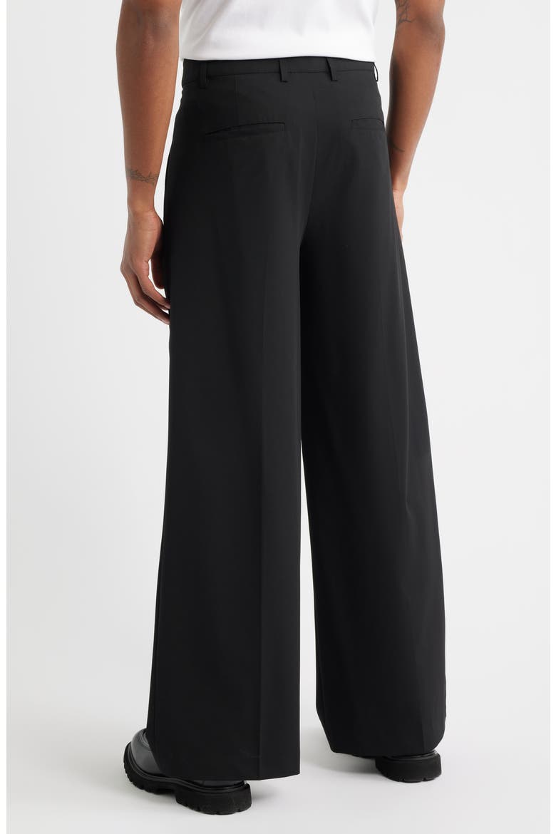 Eco Pleated Wide Leg Trousers, Alternate, color, BLACK