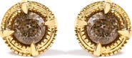 Haus of Brilliance 14K Yellow Gold Plated Silver 1/2 Ct Diamond Solitaire Milgrain Stud Earrings