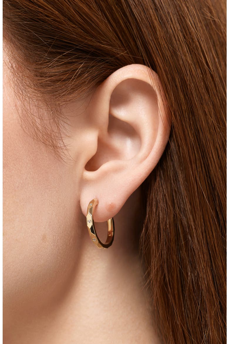 Walker Faceted Cubic Zirconia Hoop Earrings, Alternate, color, GOLD