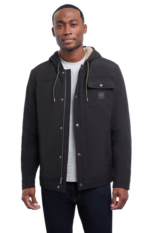 Lucky Brand Loki Workwear Soft Shell Faux Shearling Jacket In Black