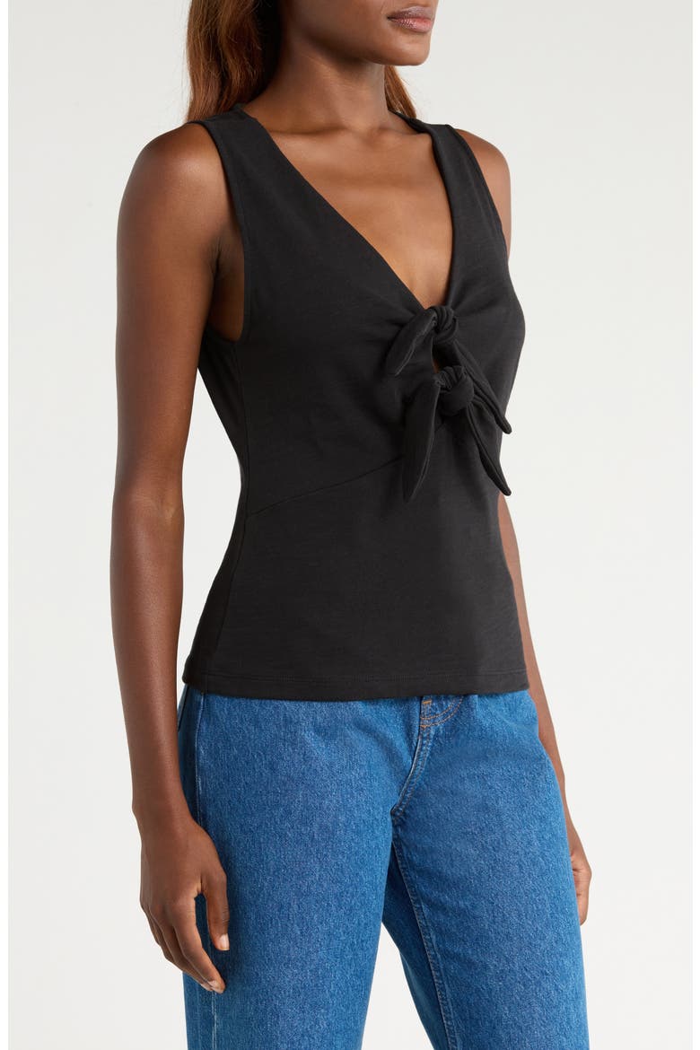 Terri Tie Front Cotton Tank, Alternate, color, JET BLACK