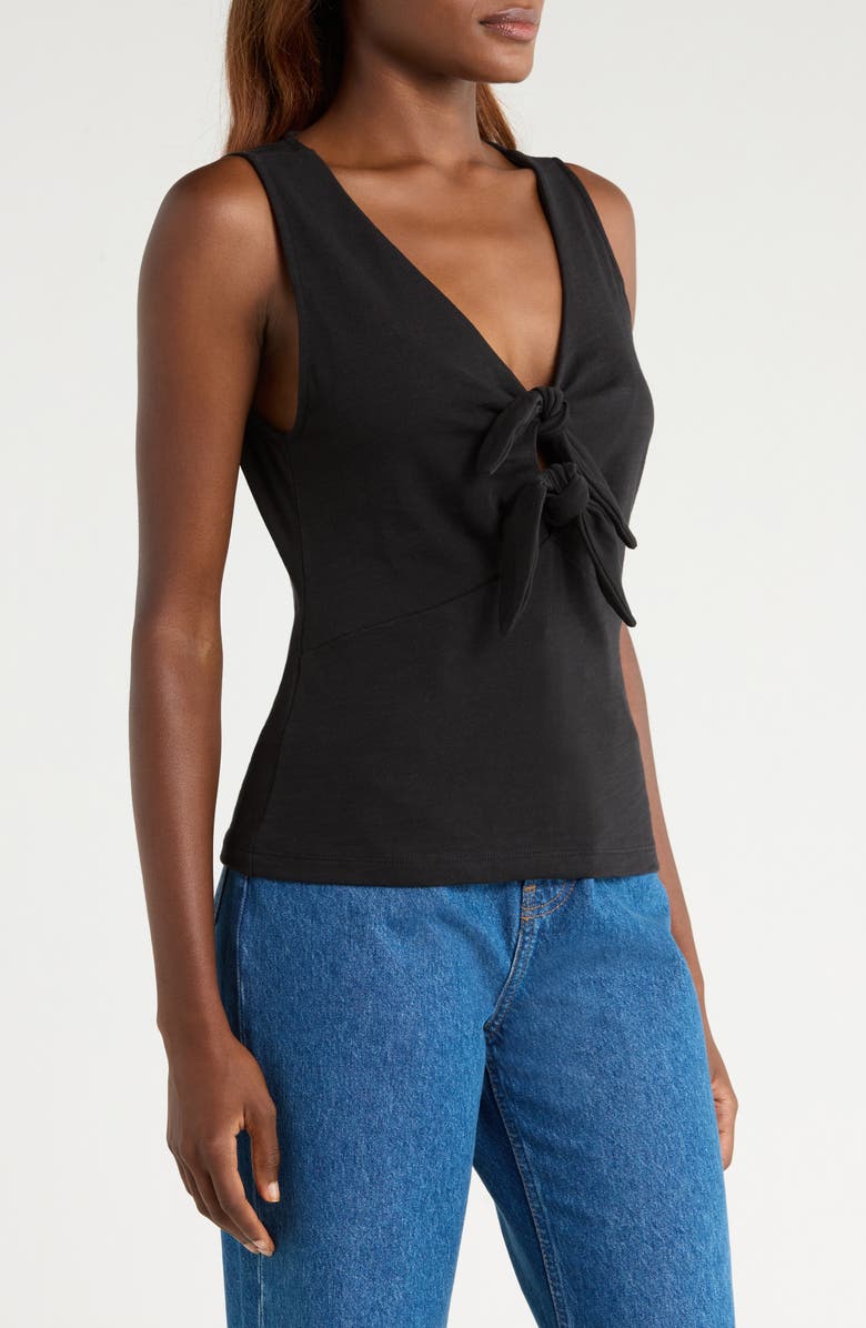 Nation LTD Terri Tie Front Cotton Tank, Alternate, color, Jet Black