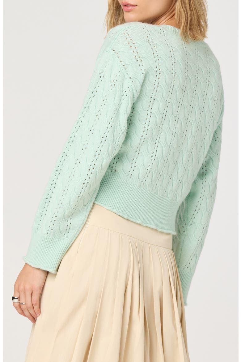 Kalen Open Knit Bow Cardigan, Alternate, color, SEAFOAM