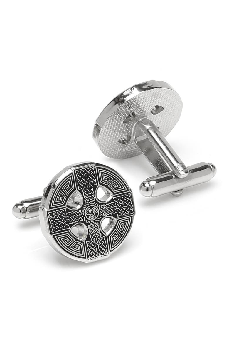 Celtic Cross Cuff Links, Alternate, color, BLACK