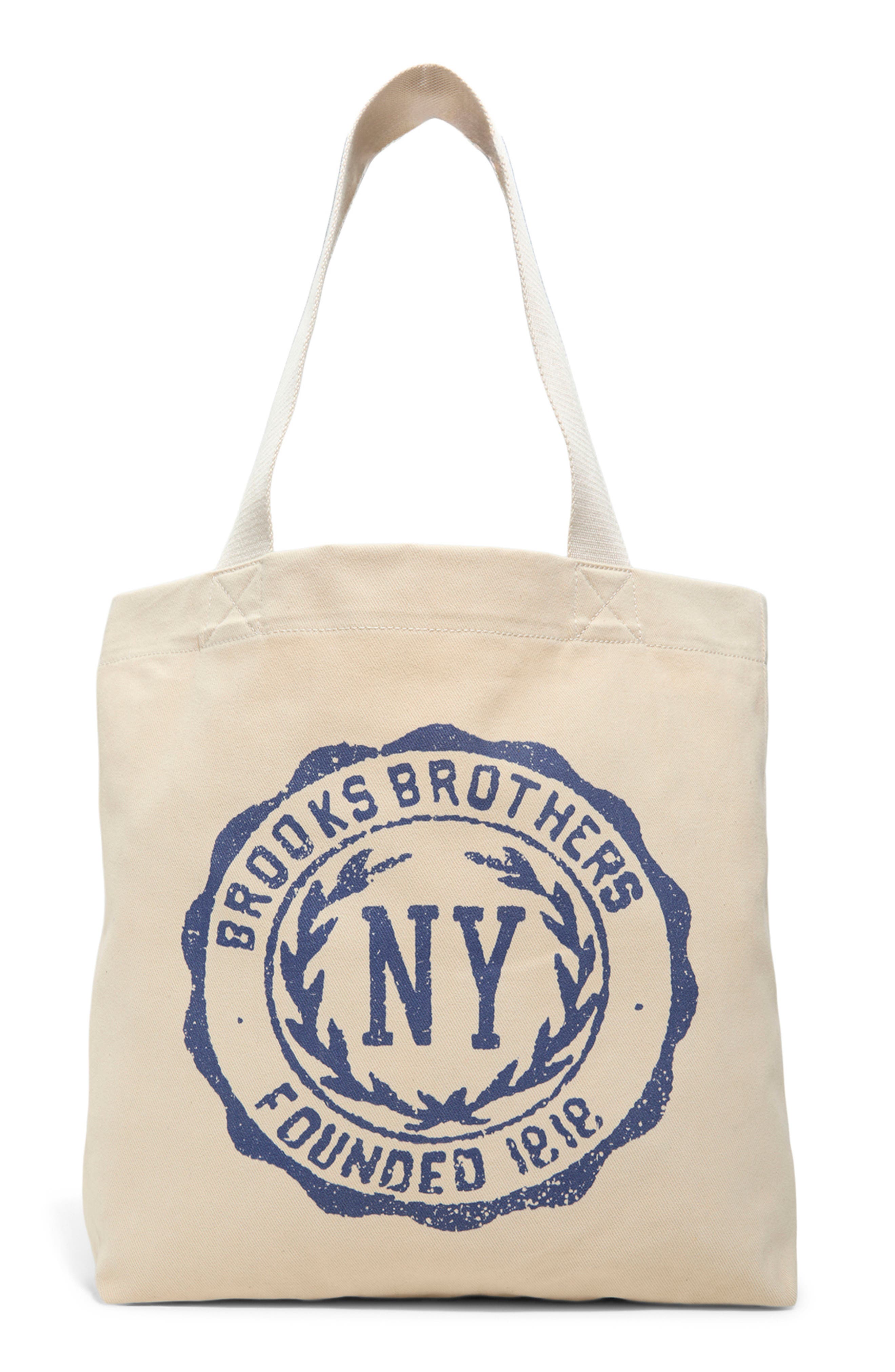 Brooks Brothers Tribeca Cotton Canvas Tote Bag, Main, color, Natural