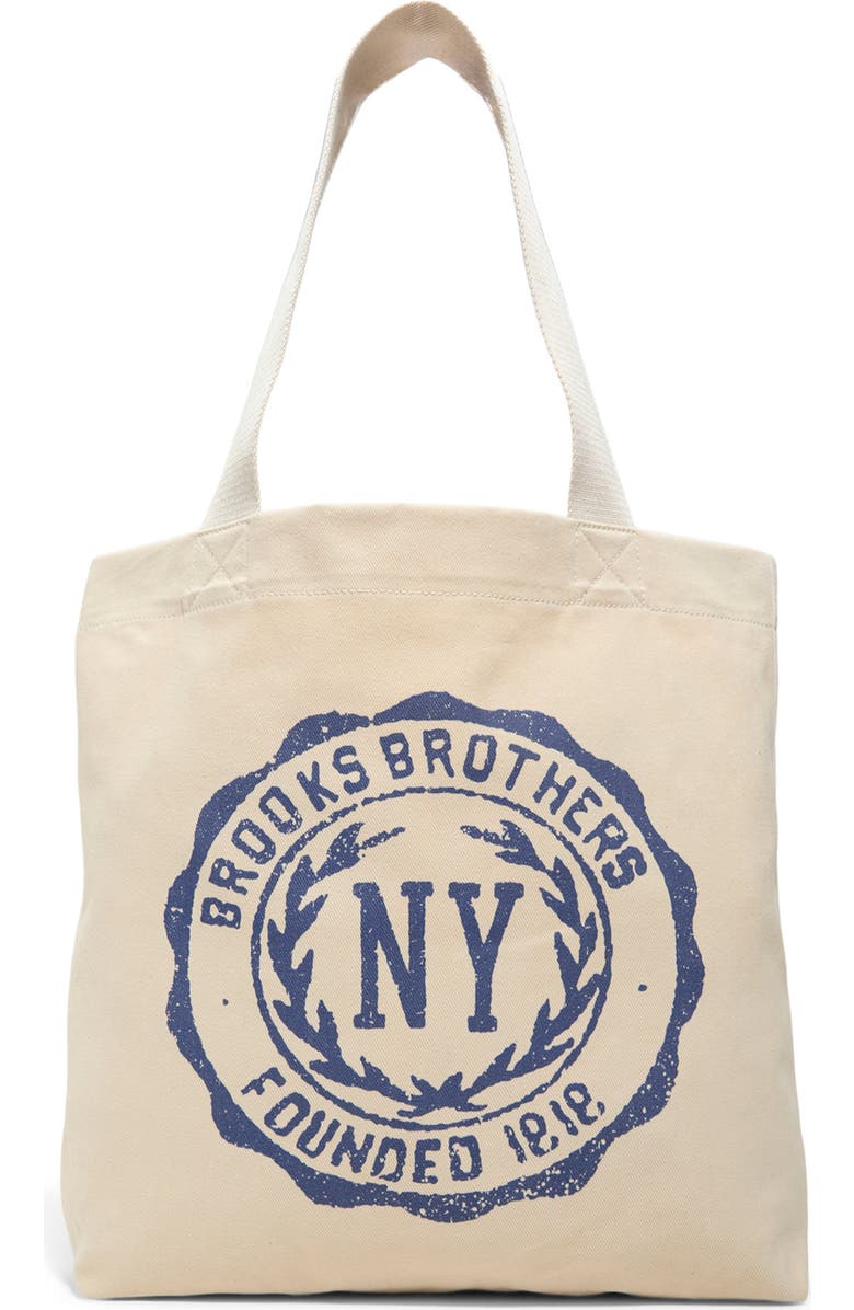 Brooks Brothers Tribeca Cotton Canvas Tote Bag, Main, color, Natural