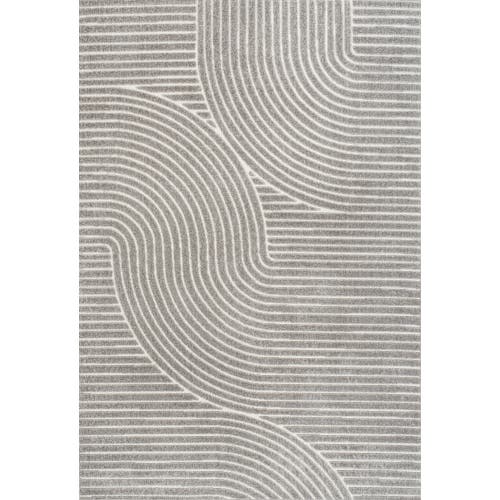 Jonathan Y Hallie High-low Minimalist Curve Geometric Indoor/outdoor Area Rug In Gray/ivory