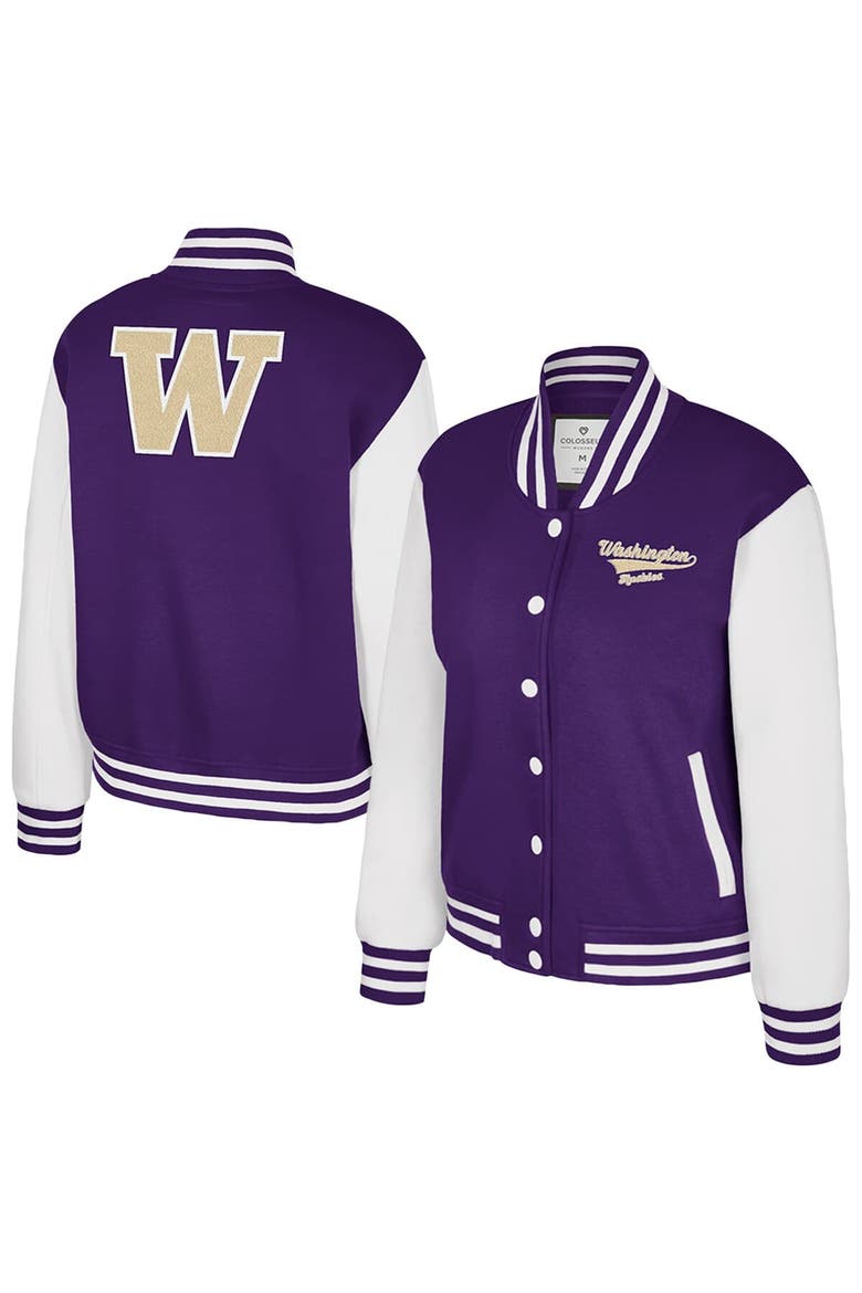 Women's Colosseum Purple Washington Huskies French Baguette Full Snap Fleece Jacket, Main, color, Purple