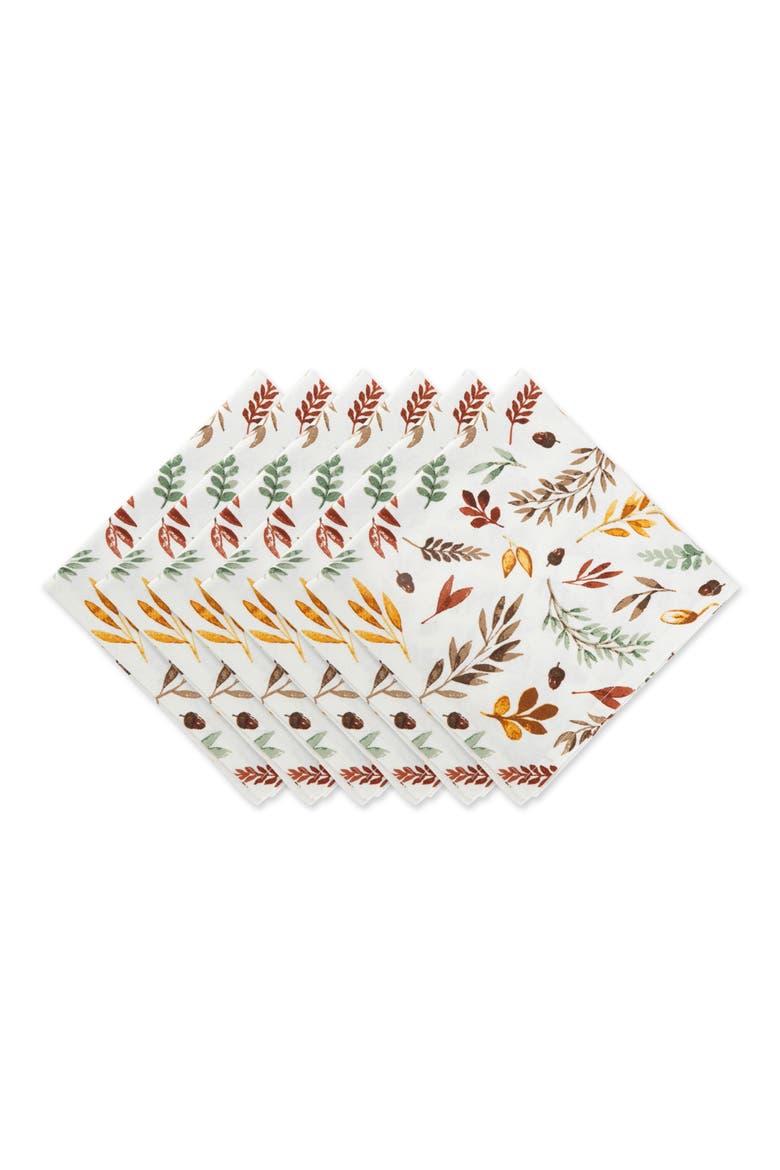 Set of 6 Falling Leaves Print Cotton Napkins, Main, color, FALLS BOUNTY