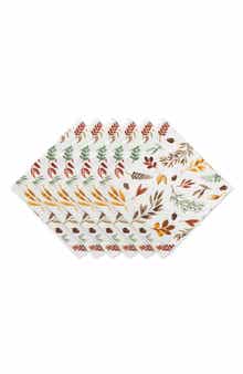 Design Imports Set of 6 Falling Leaves Print Cotton Napkins
