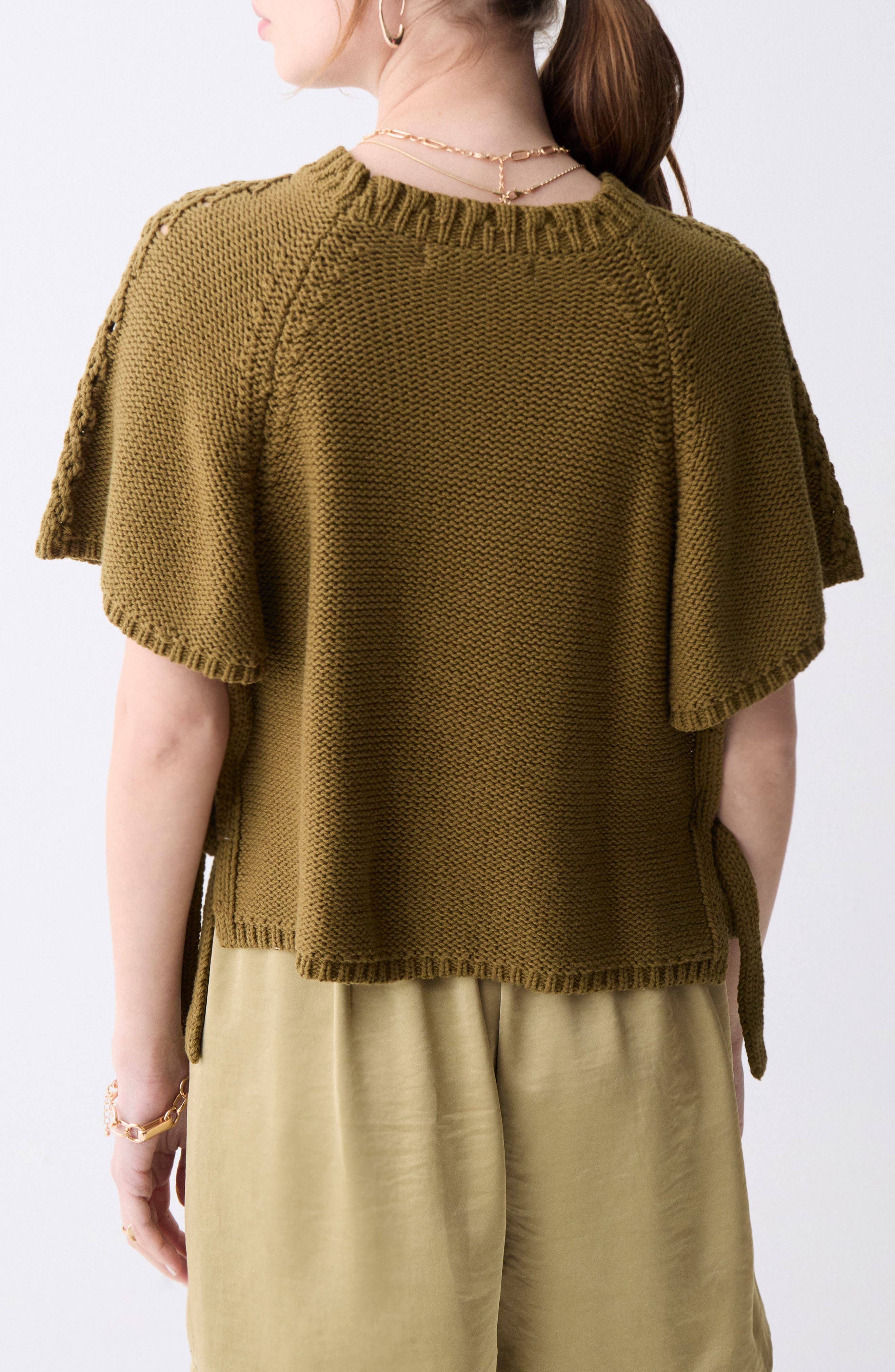 Dinis Flutter Sleeve Side Tie Sweater - image 2