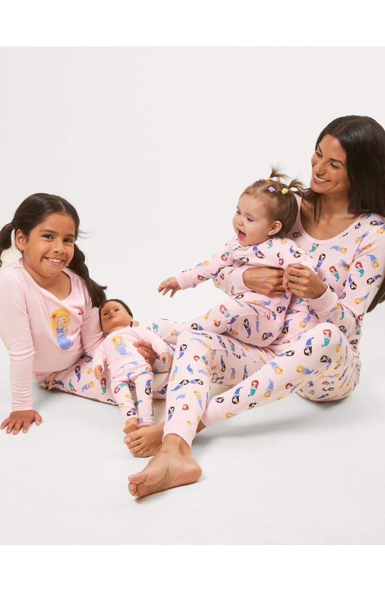 Leveret Footed Cotton Matching Family Pajamas, Whimsy & Fantasy Prints, Alternate, color, Mermaid