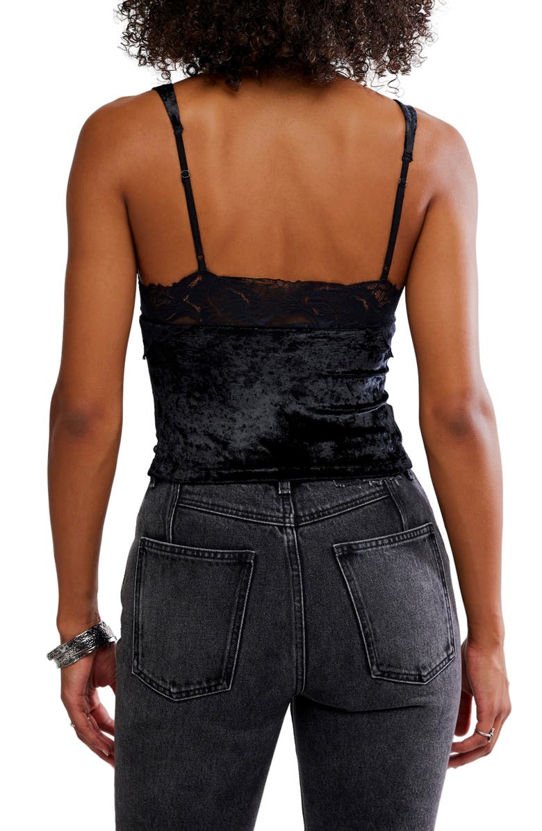 Free People Bed of Rose Velvet Camisole, Alternate, color, Black
