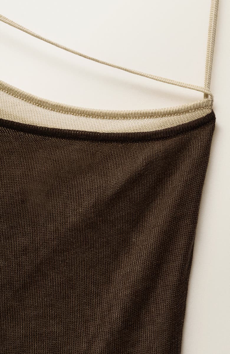 MANGO Asymmetric Neck Knit Dress, Alternate, color, Green