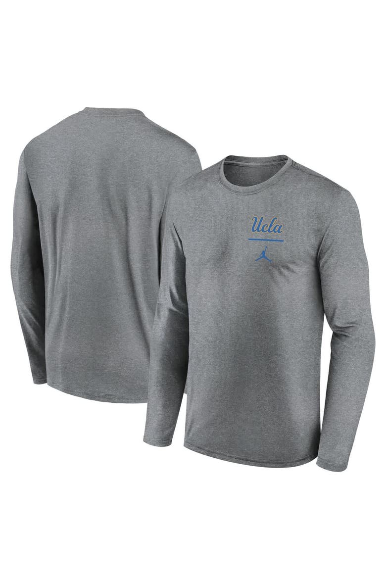 Men's Jordan Brand Heather Gray UCLA Bruins Primary Stack Legend Long Sleeve T-Shirt, Alternate, color, Heather Gray