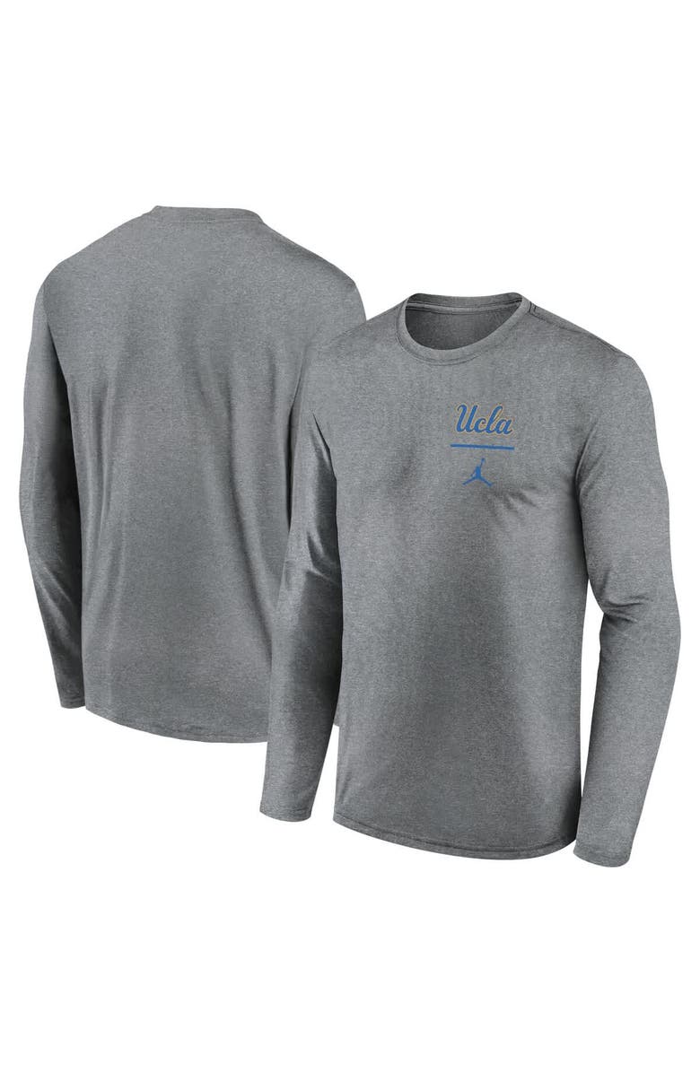 Jordan Brand Men's Jordan Brand Heather Gray UCLA Bruins Primary Stack Legend Long Sleeve T-Shirt, Alternate, color, Heather Gray