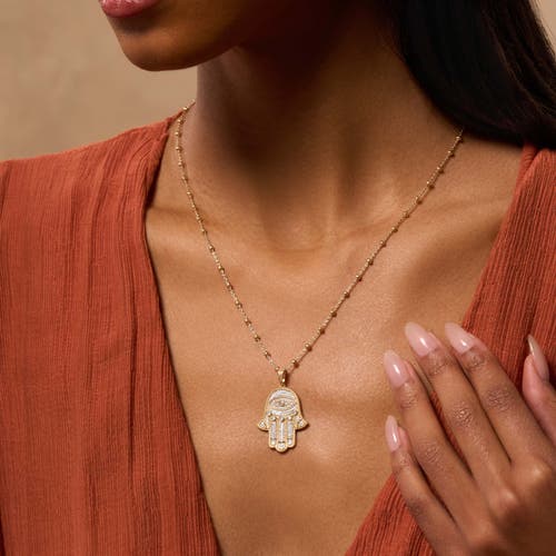 Karma And Luck Inspired Action Gold Evil Eye & Hamsa Hand Necklace In Gold