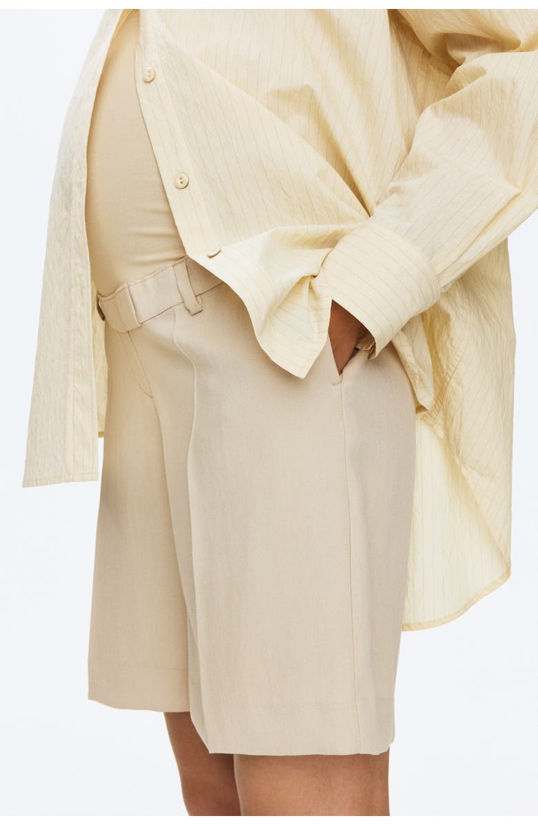 H&M Mama Linen-blend Bermuda Shorts, Alternate, color, Light Beige