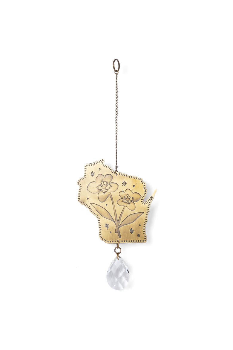 Wisconsin State Violet Engraved Suncatcher, Main, color, Brass