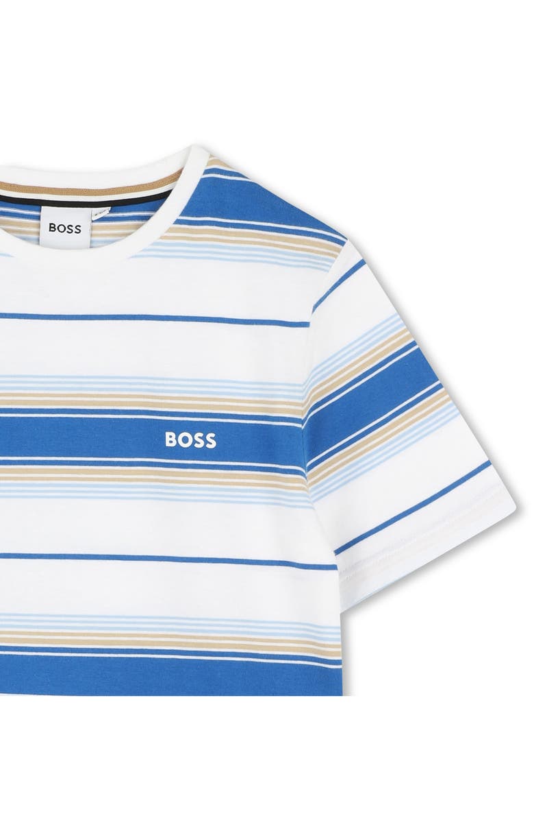 BOSS Kidswear Kids' Stripe Cotton T-Shirt, Alternate, color, Pale Blue