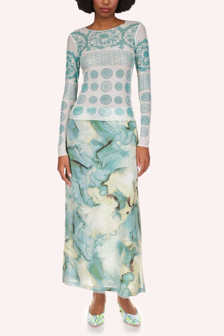 Cosmos Mesh Skirt, Main, color, Jade Multi