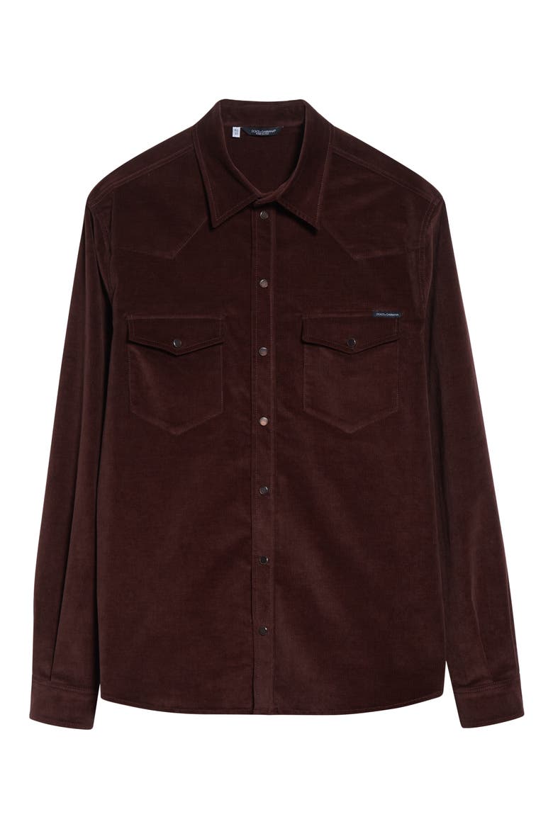 Fine Wale Corduroy Western Shirt, Alternate, color, R5515 MARRONE 10