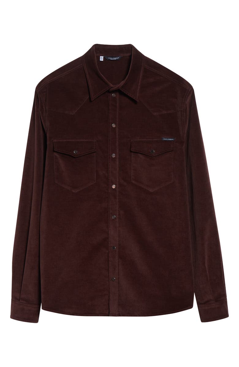 Dolce&Gabbana Fine Wale Corduroy Western Shirt, Alternate, color, R5515 Marrone 10