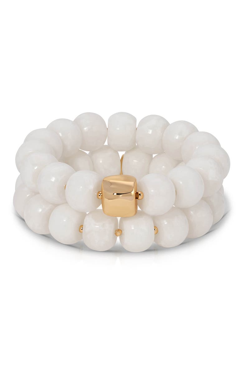 Set of 2 Power Bead Stackable Bracelets, Main, color, BONE