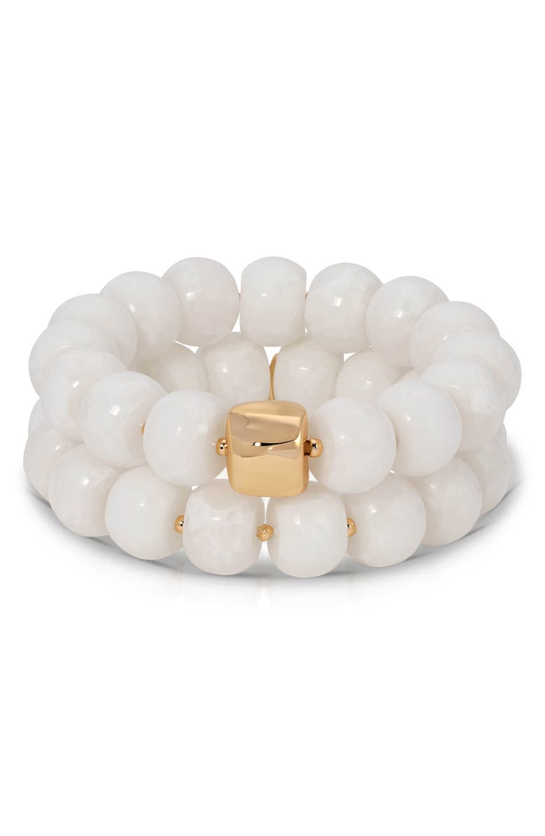 Ettika Set of 2 Power Bead Stackable Bracelets, Main, color, Bone