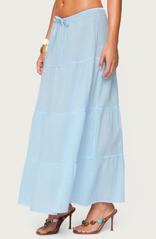 Edikted Kaila Cotton Tiered Maxi Skirt In Blue
