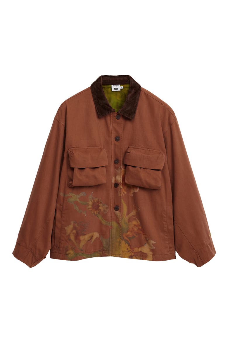 x Collina Strada Floral Print Trucker Jacket, Alternate, color, KHAKI