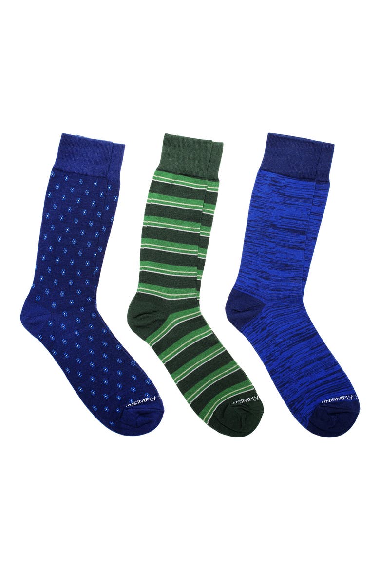Assorted 3-Pack of Crew Socks, Main, color, BLUE MULTI
