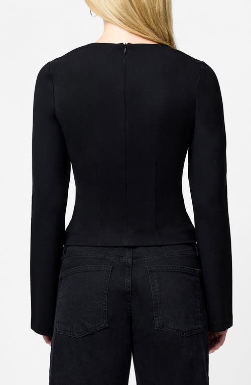 French Connection Cleo Ponte Long Sleeved Fitted Top In Black