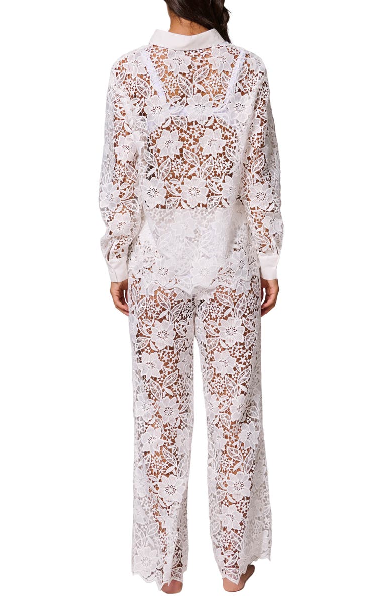 Simone Perele Louison Sheer Lace Button-Up Shirt, Alternate, color, White