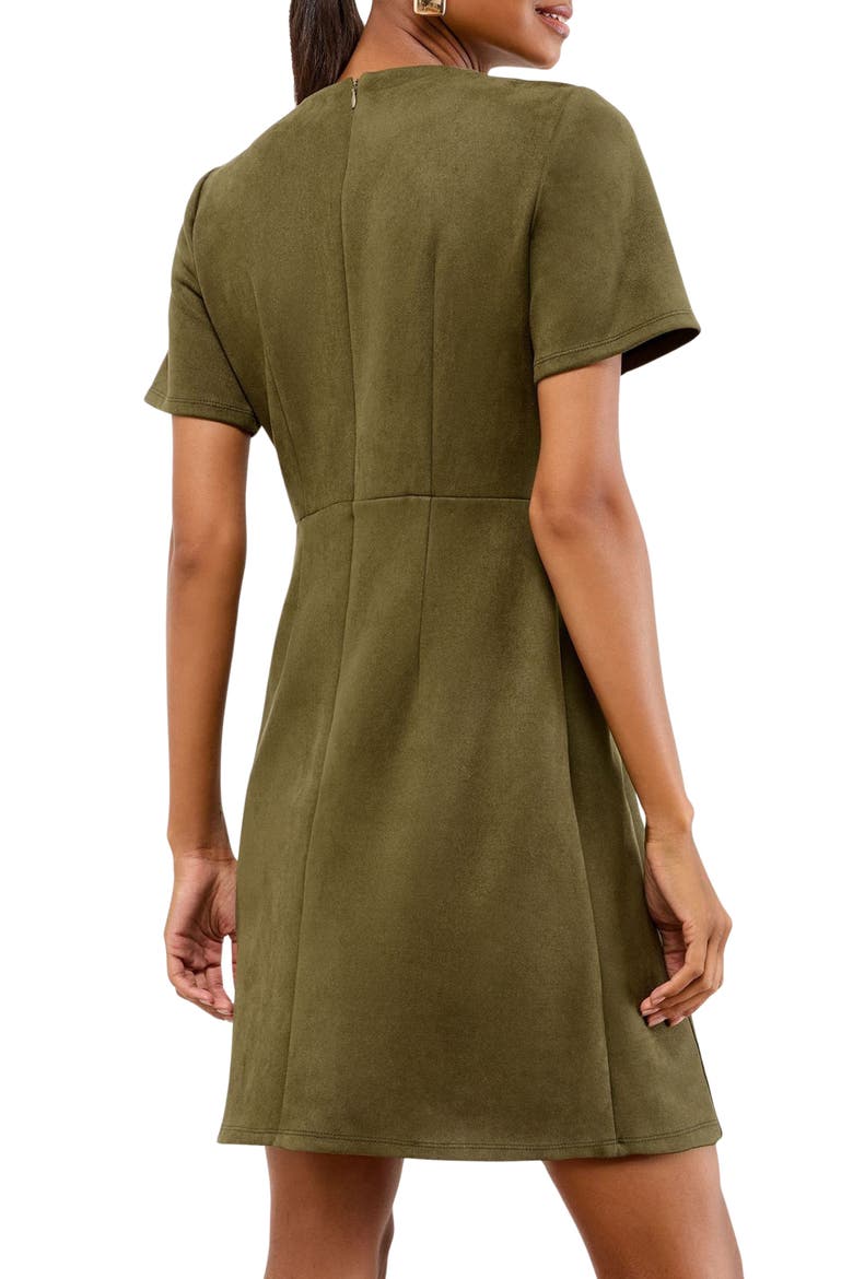Suedette Faux Suede Sheath Minidress, Alternate, color, KHAKI GREEN