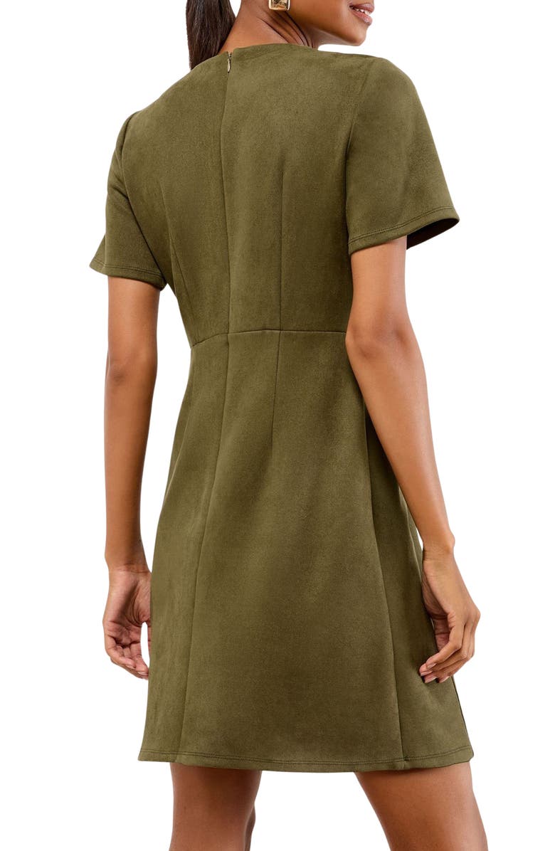 Lipsy Suedette Faux Suede Sheath Minidress, Alternate, color, Khaki Green