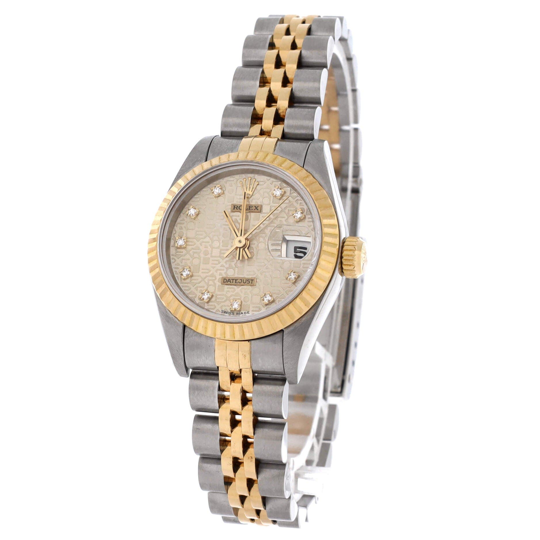 Oyster Perpetual Datejust Automatic Watch Stainless Steel and Yellow Gold with Diamond Markers 26, Alternate, color, Metallic Silver