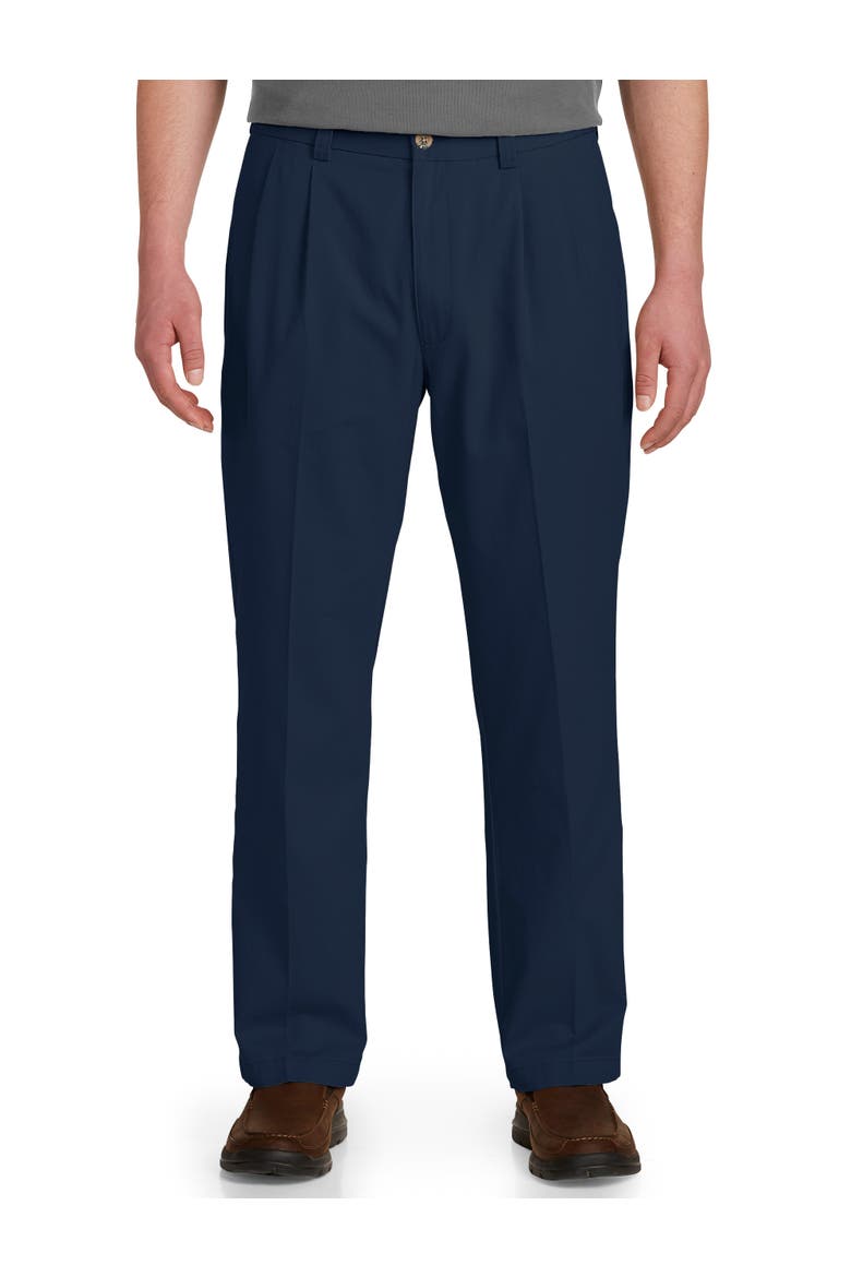 Big & Tall Waist-Relaxer Pleated Twill Pants, Alternate, color, NEW NAVY