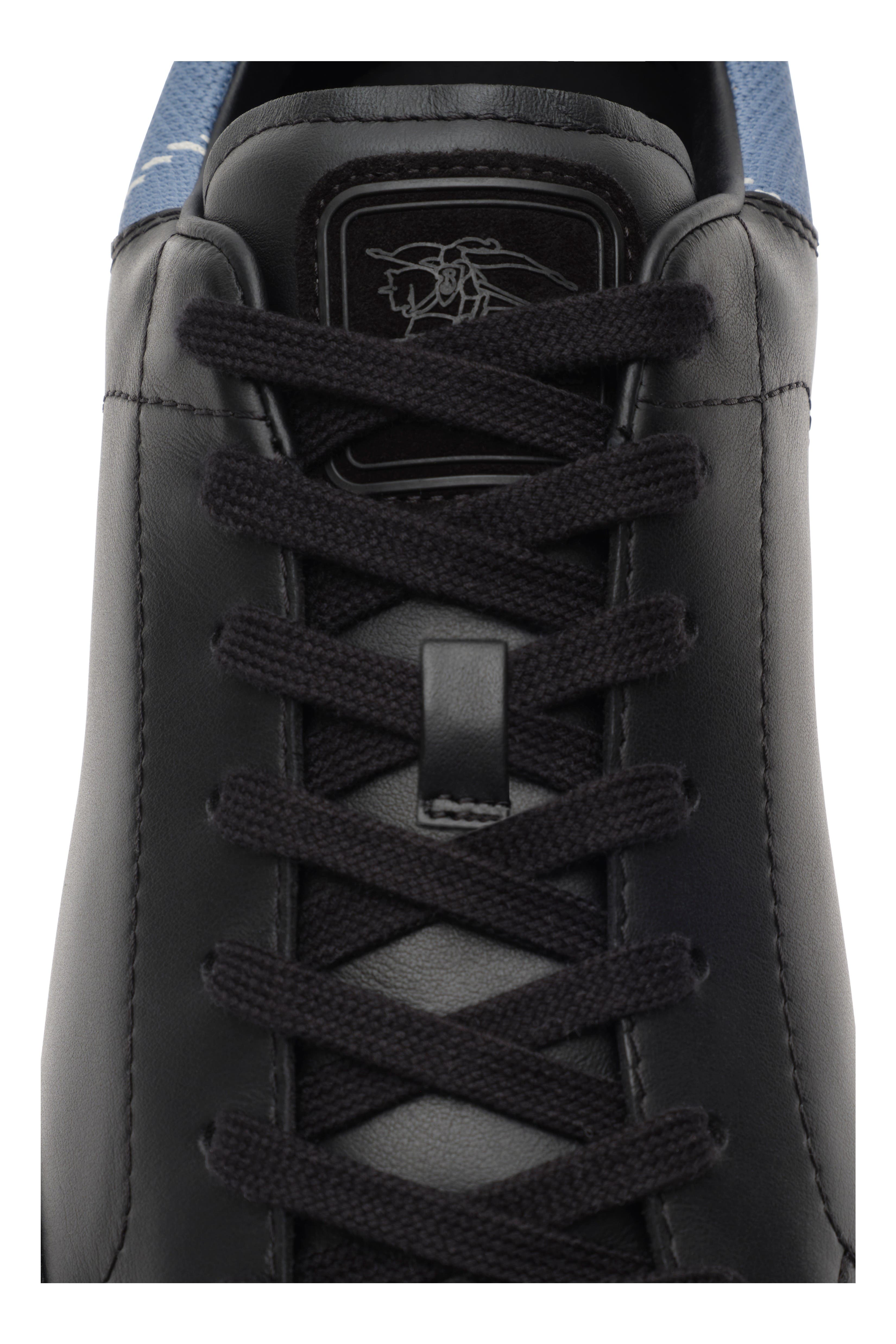 Burberry Leather Set Sneakers, Alternate, color, Black/Wave Blue