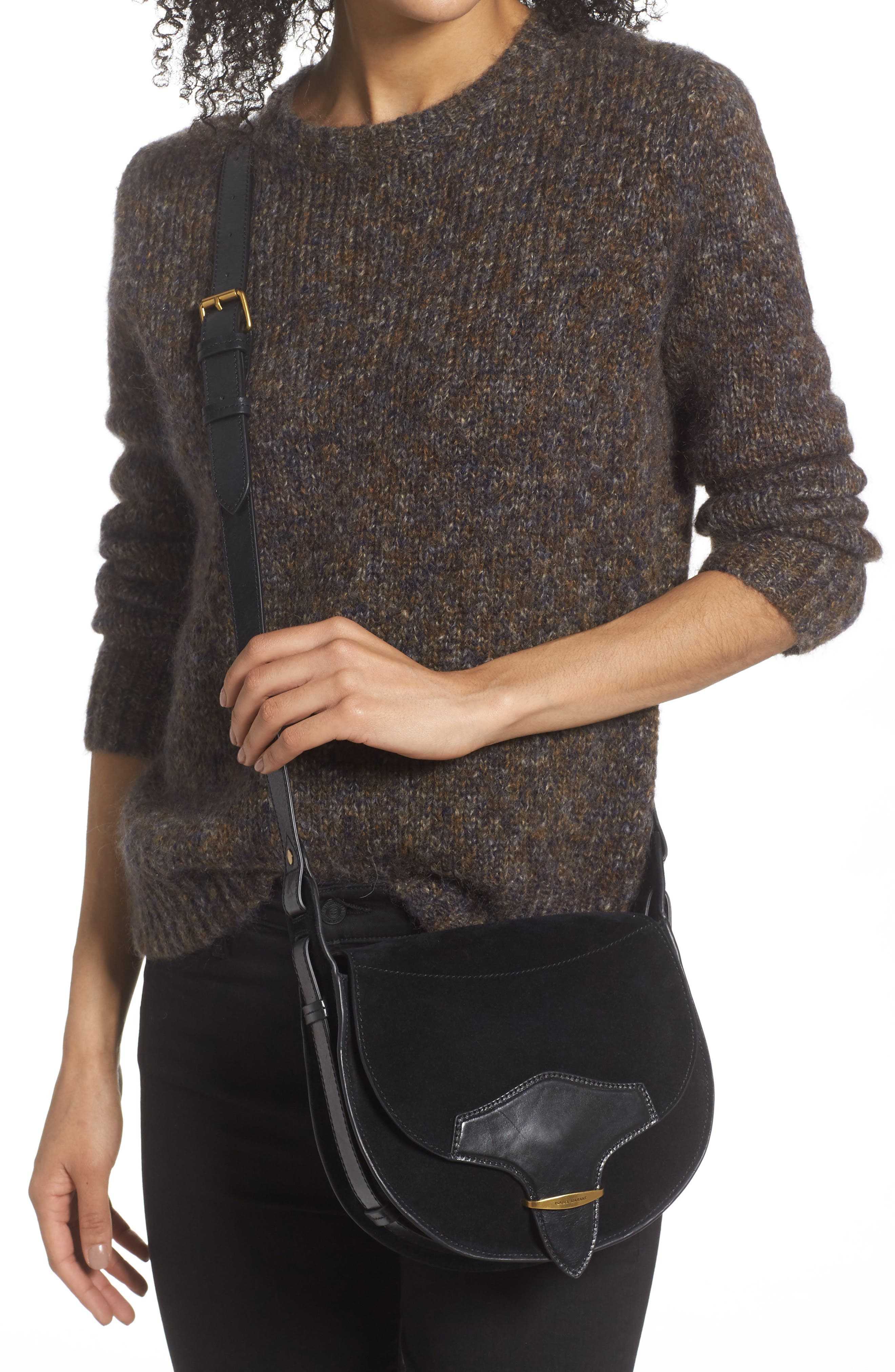 Isabel Marant Botsy Calfskin Suede Shoulder Bag, Alternate, color, 