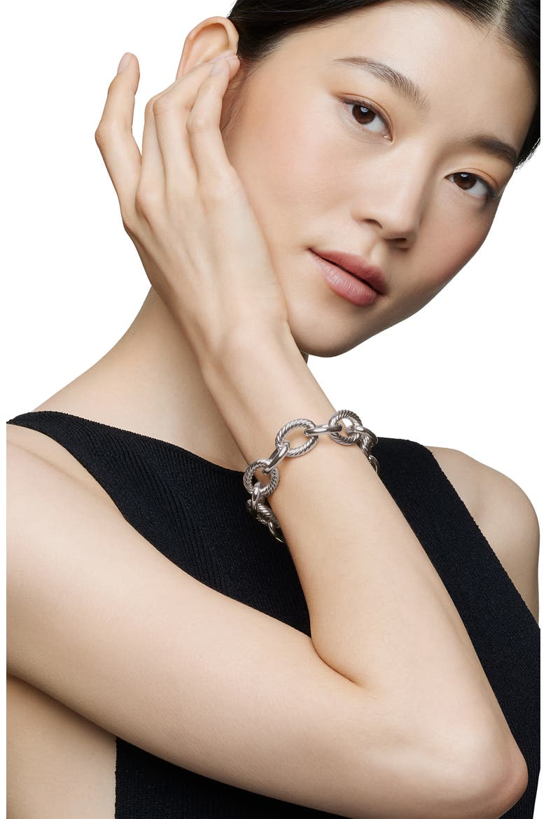 Oval Link Chain Bracelet in Sterling Silver, 17mm, Alternate, color, SILVER
