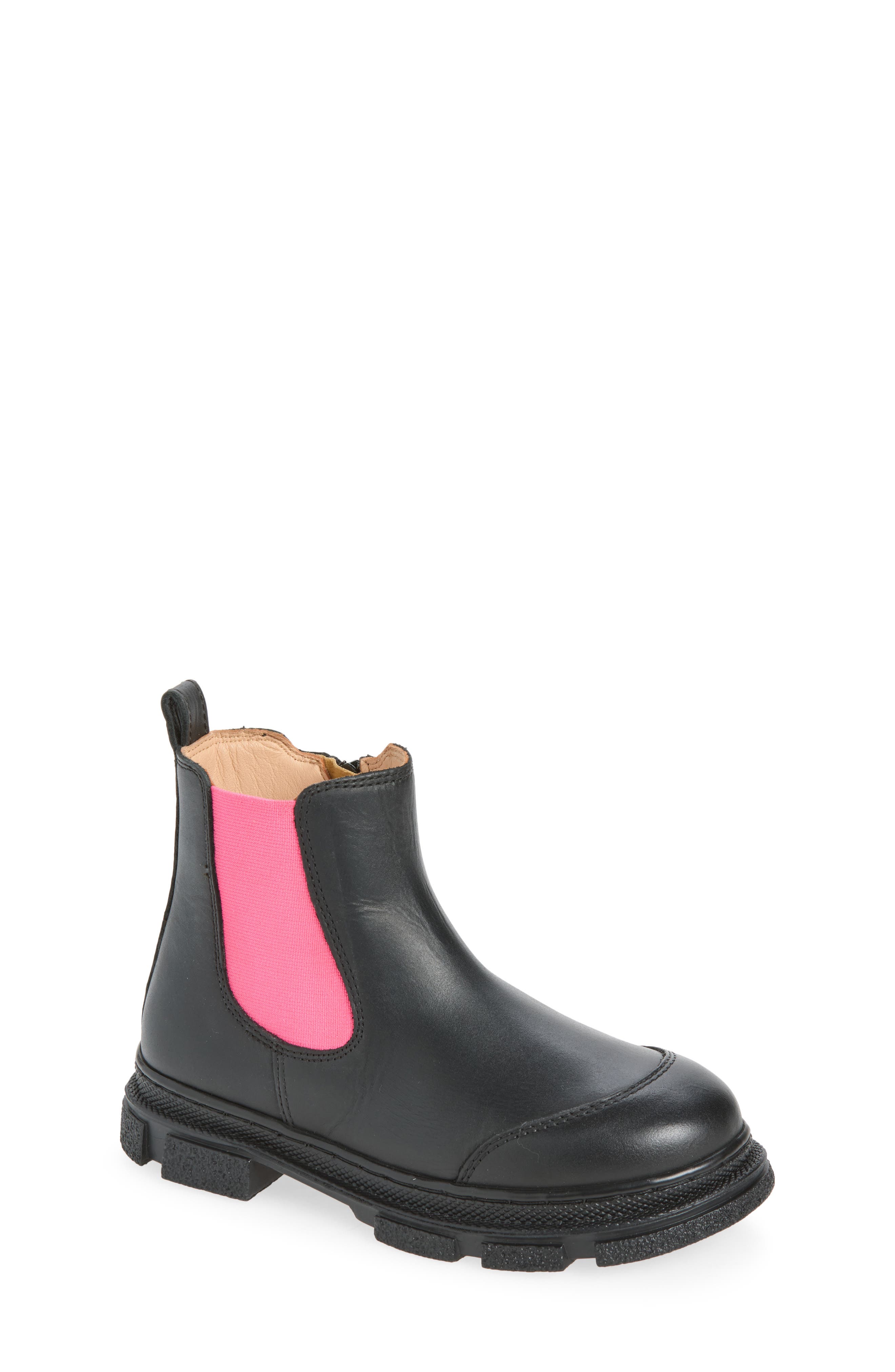 Kids' Chunky Chelsea Boot, Main, color, BLACK AND FESTIVAL PINK