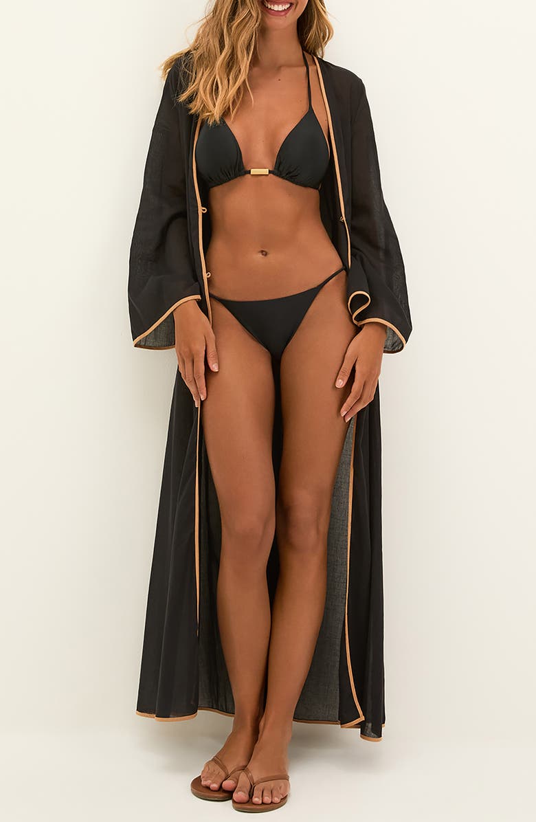 ViX Paula Hermanny Peony Long Cover-Up, Main, color, Black