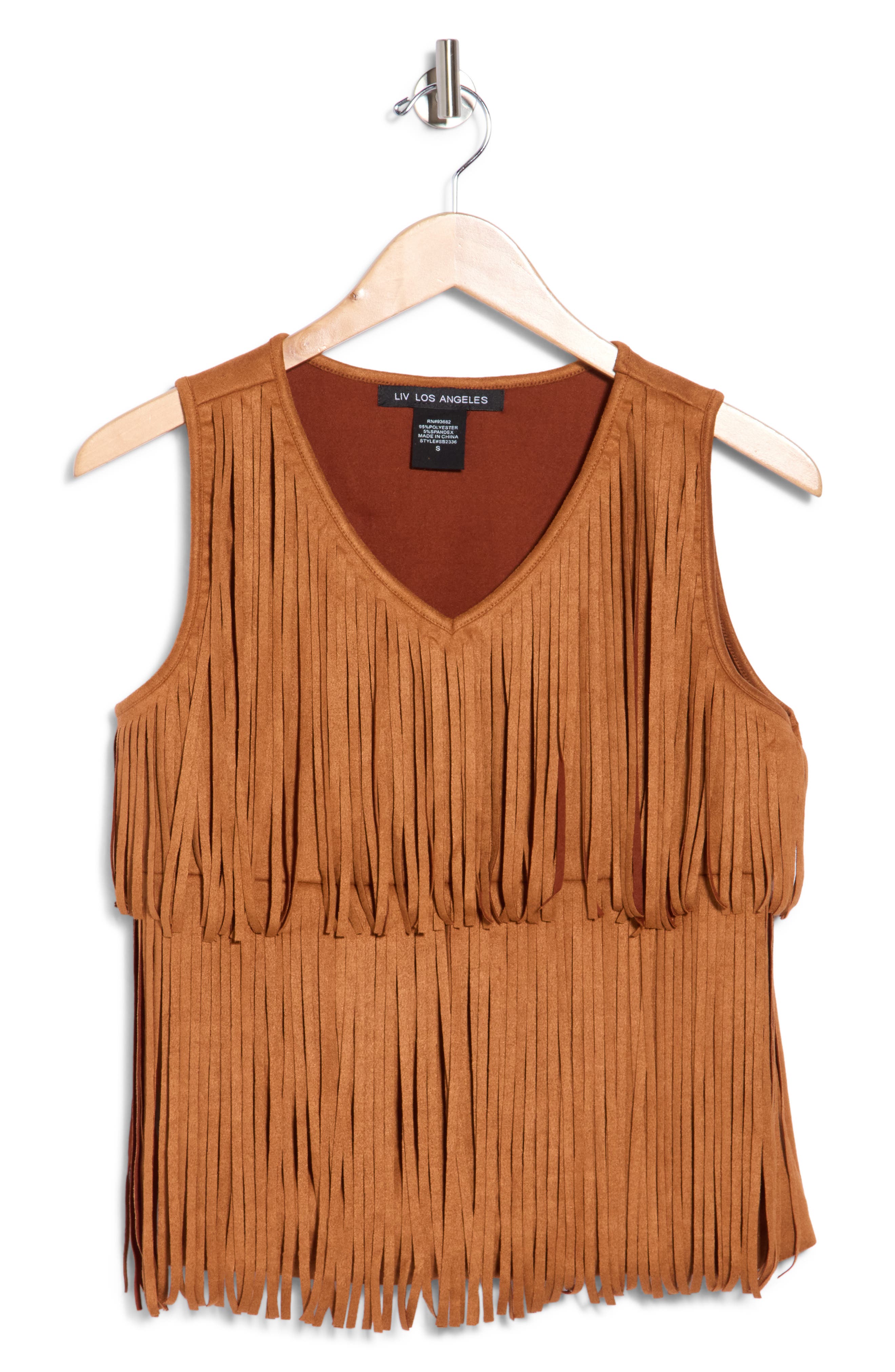 Tiered Fringe Faux Suede Tank