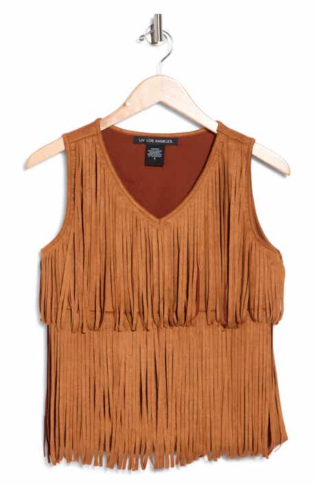 Tiered Fringe Faux Suede Tank